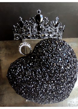 Луксозна черна корона и чанта с кристали за абитуриентка- Dreams in Black